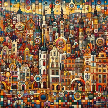 Digitale Kunst mit dem Titel "Prag" von Ebru Bandinelli, Original-Kunstwerk, Digitale Malerei