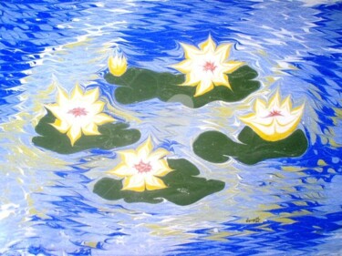 "lotus" başlıklı Tablo Ebru Sanatçısı tarafından, Orijinal sanat, Petrol