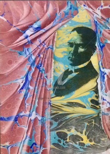 "Atatürk" başlıklı Tablo Ebru Sanatçısı tarafından, Orijinal sanat, Mürekkep