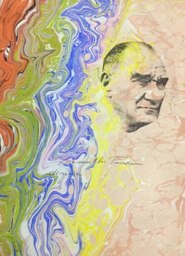 Malerei mit dem Titel "Atatürk 11" von Ebru Sanatçısı, Original-Kunstwerk, Pigmente