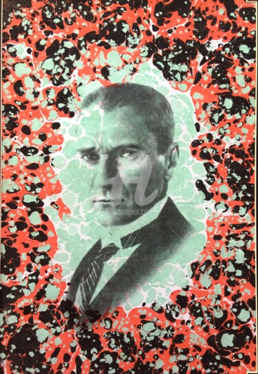 Malerei mit dem Titel "Atatürk 17" von Ebru Sanatçısı, Original-Kunstwerk, Pigmente