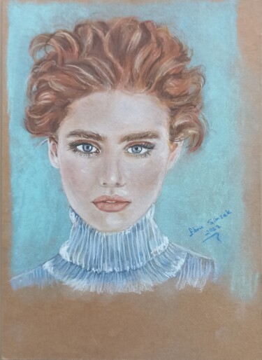 Drawing titled "Blue" by Ebru Süsoy Şimşek, Original Artwork, Chalk