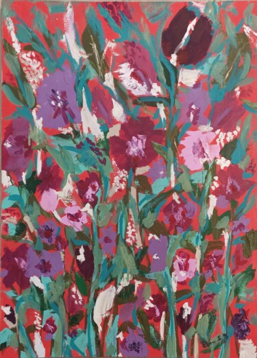 Peinture intitulée "Fleurs" par Ebru Süsoy Şimşek, Œuvre d'art originale, Acrylique
