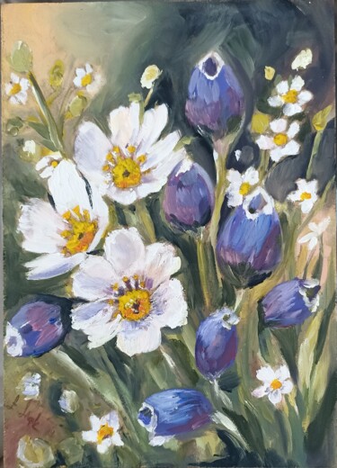 Dessin intitulée "Gift of spring" par Ebru Süsoy Şimşek, Œuvre d'art originale, Huile