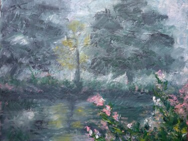 Painting titled "cloudy morning" by Ecaterina Oranciuc, Original Artwork, Oil