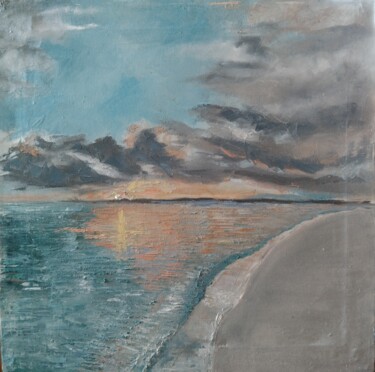 Painting titled "sea sunset" by Ecaterina Oranciuc, Original Artwork, Oil