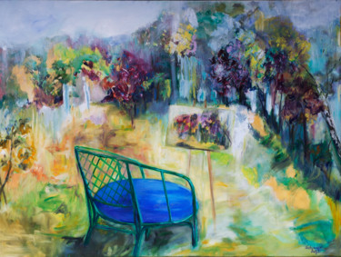 Painting titled "Sitting in nature" by Schiwago, Original Artwork, Oil