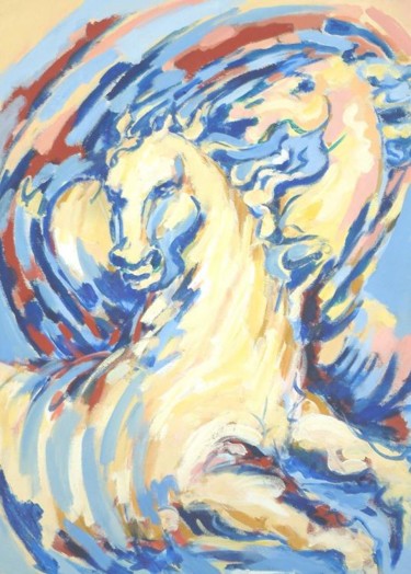 Peinture intitulée "Repos d un cheval" par Rabiaa Echchahad, Œuvre d'art originale