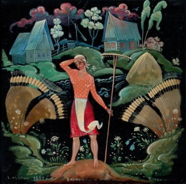 Картина под названием "The village of my .…" - Евгений Чекалов, Подлинное произведение искусства, Другой