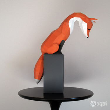 Escultura titulada "Sculpture de renard…" por Ecogami, Obra de arte original, Papel