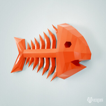 Sculpture titled "Squelette de poisso…" by Ecogami, Original Artwork, Paper