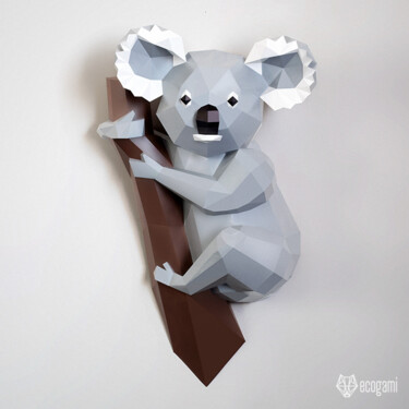 Sculpture titled "Koala papercraft" by Ecogami, Original Artwork, Paper