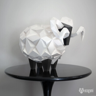 Sculpture titled "Sculpture de mouton…" by Ecogami, Original Artwork, Paper