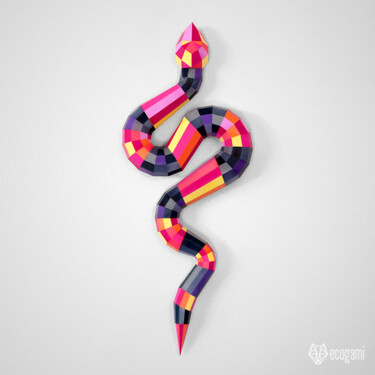 Escultura titulada "Serpent en papier à…" por Ecogami, Obra de arte original, Papel