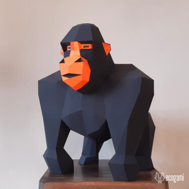 Rzeźba zatytułowany „Sculpture de gorill…” autorstwa Ecogami, Oryginalna praca, modelowanie 3d