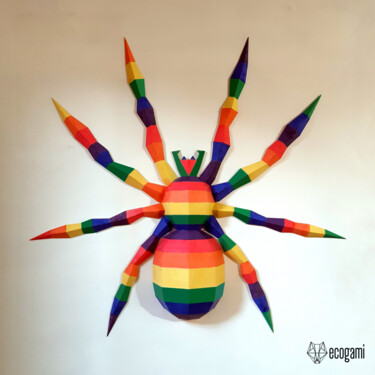 Escultura titulada "Araignée à assemble…" por Ecogami, Obra de arte original, Papel