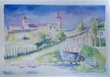 Painting titled "Marmagne" by Phil, Original Artwork, Watercolor