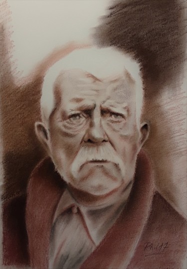 Drawing titled "Jean Gabin" by Phil, Original Artwork, Pastel