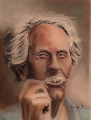 Drawing titled "Jean Rochefort" by Phil, Original Artwork, Pastel