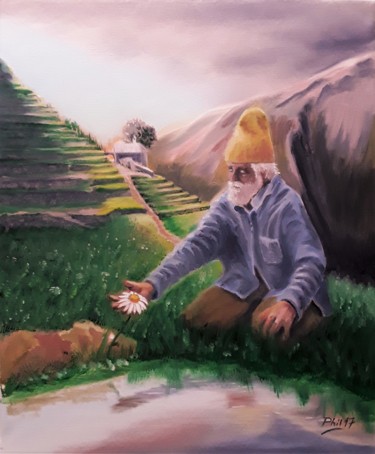 Peinture intitulée "Le vieil homme et l…" par Phil, Œuvre d'art originale, Huile
