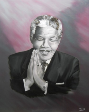 Painting titled "Nelson Mandela" by Phil, Original Artwork, Oil