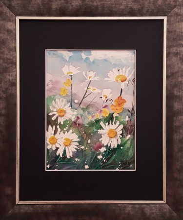 Painting titled "Prairie..." by Phil, Original Artwork, Watercolor Mounted on Wood Panel