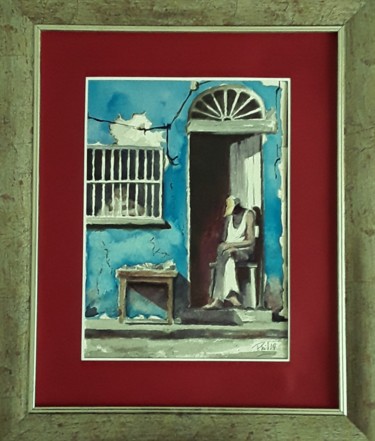 Painting titled "Havana club..." by Phil, Original Artwork, Watercolor Mounted on Wood Panel
