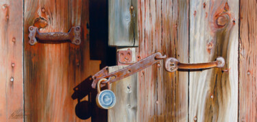 Painting titled "Locks and Latches 2" by Ed Little, Original Artwork, Oil