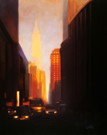 Painting titled "Evening on 33rd" by Ed Little, Original Artwork, Oil