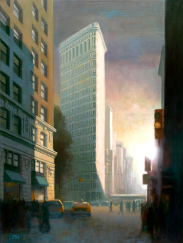 Painting titled "Flat Iron" by Ed Little, Original Artwork, Oil