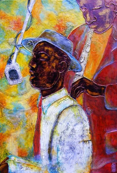 Painting titled "Duo Jazz" by Ed Smite, Original Artwork, Oil