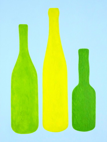 Painting titled "bottles" by Ed Weyden, Original Artwork, Acrylic