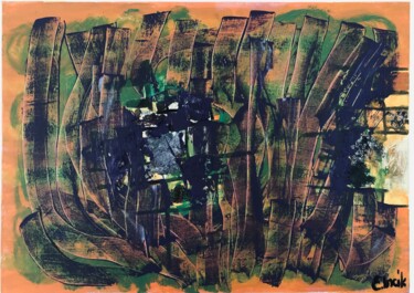 Malerei mit dem Titel "green village" von Eda Incik, Original-Kunstwerk, Acryl