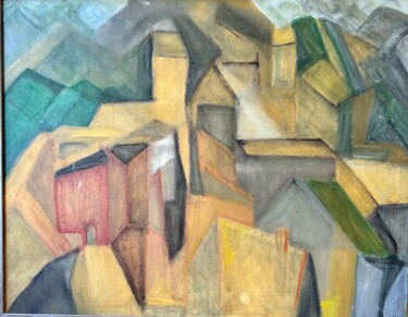 Peinture intitulée "Village in the moun…" par Edart, Œuvre d'art originale, Huile