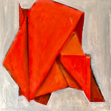 Painting titled "Red composition" by Edart, Original Artwork, Oil