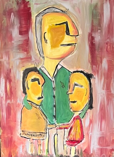 Schilderij getiteld "Daddy home" door Edart, Origineel Kunstwerk, Olie