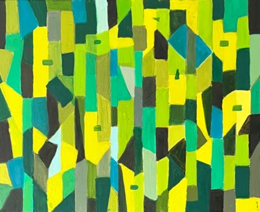 Painting titled "Green labyrinth" by Edart, Original Artwork, Oil