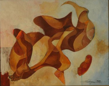 Painting titled "Female bird with a…" by Eduard Hakobyan, Original Artwork