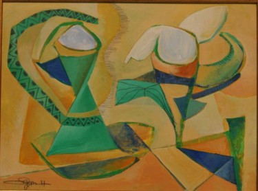 Painting titled "Flower and vase" by Eduard Hakobyan, Original Artwork
