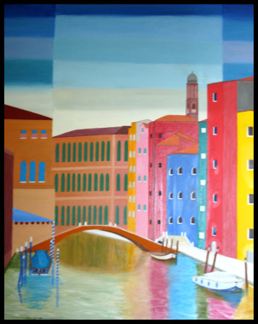 Pittura intitolato "View of Venice-Vist…" da Paolo De Luca, Opera d'arte originale, Olio