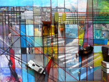 "STREET VIEW" başlıklı Heykel Edcha tarafından, Orijinal sanat, Akrilik Ahşap panel üzerine monte edilmiş