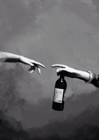 Pintura intitulada "Eu e um vinho" por Edd Wmv, Obras de arte originais, Outro