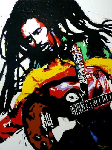 Peinture intitulée "Bob Marley" par Eddie Lim, Œuvre d'art originale, Huile