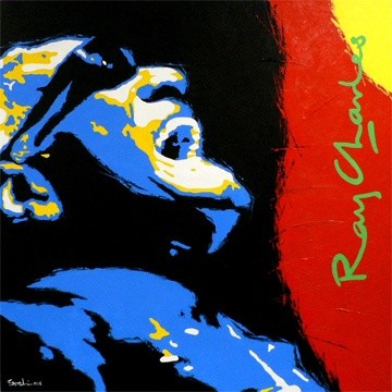 Painting titled "Ray Charles" by Eddie Lim, Original Artwork, Oil
