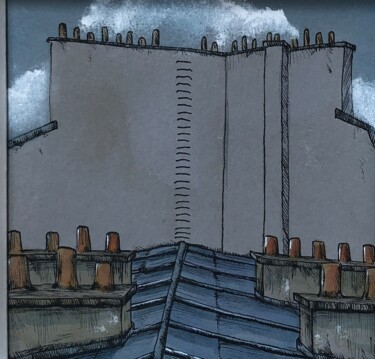 Rysunek zatytułowany „Toits #1” autorstwa Eddy Josse, Oryginalna praca, Akwarela Zamontowany na Inny sztywny panel
