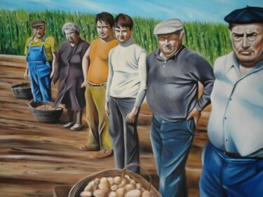 Peinture intitulée "Les pommes de terre." par Eddy Josse, Œuvre d'art originale, Huile