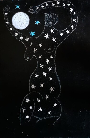 Malerei mit dem Titel "Fille de la lune bl…" von Eddy Savary, Original-Kunstwerk, Acryl