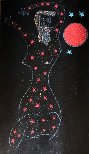 Картина под названием "Fille de la lune ro…" - Eddy Savary, Подлинное произведение искусства, Акрил