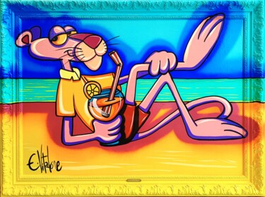 Malerei mit dem Titel "Sea Sun spritz" von Eddy Vitalone, Original-Kunstwerk, Acryl Auf Keilrahmen aus Holz montiert