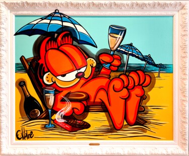 Painting titled "Sea Sun cigar and R…" by Eddy Vitalone, Original Artwork, Acrylic Mounted on Wood Stretcher frame